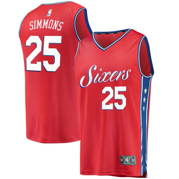 Maillot Philadelphia 76ers Homme Ben Simmons 25 Statement Edition Rouge